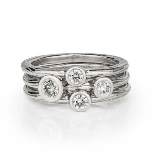 Aspen Platinum and Diamond Stacking Rings - Davidson JewelsWedding Band