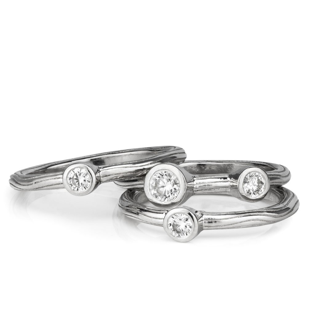 Aspen Platinum and Diamond Stacking Rings - Davidson JewelsWedding Band