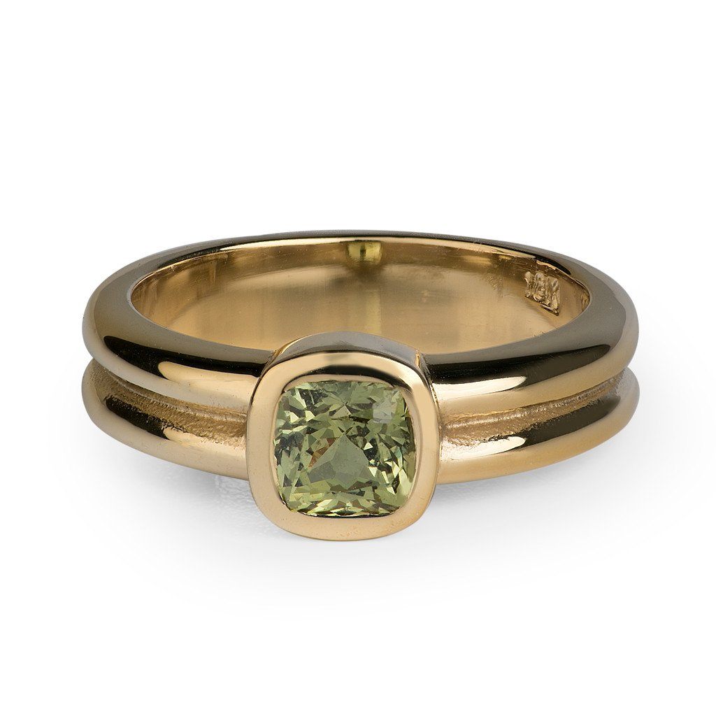 Cameron - Cushion Cut Green Sapphire Ring - Davidson JewelsUnique Colored Gemstones6.25Yellow Gold18 Karat