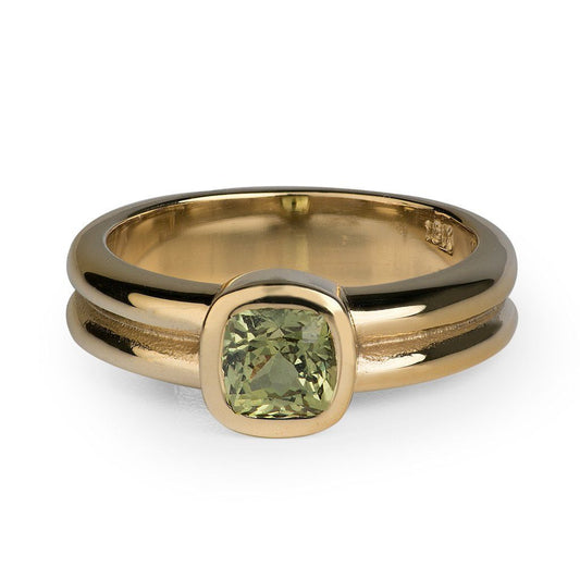 Cameron - Cushion Cut Green Sapphire Ring - Davidson JewelsUnique Colored Gemstones6.25Yellow Gold18 Karat