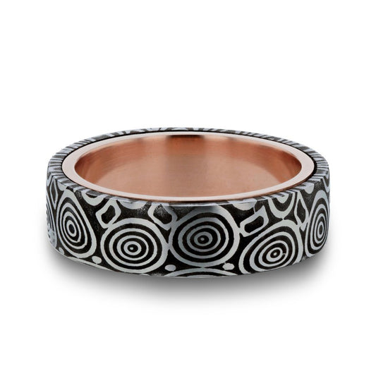 Damian Damascus Steel and Gold Wedding Band - Davidson JewelsWedding Band