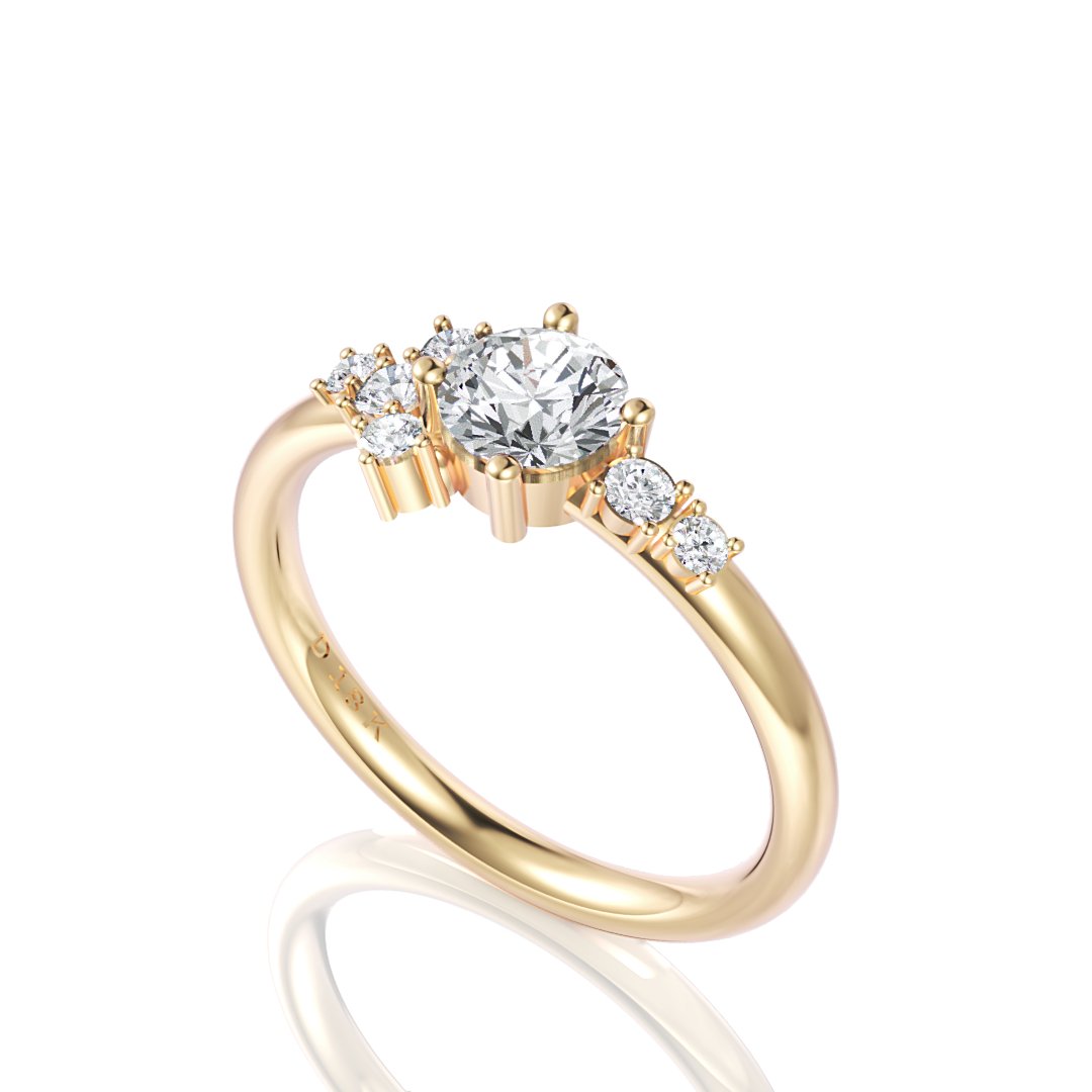 Lana Random Cluster Diamond Engagement Ring - Davidson JewelsDiamond Engagement Ring18k yellowRound