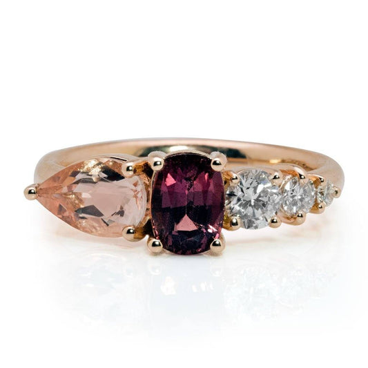 Allison Raspberry Sapphire, Morganite & Engagement Ring - Davidson JewelsUnique Colored Gemstones6.5