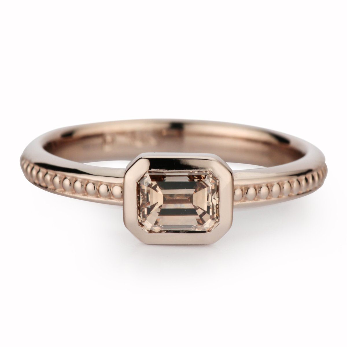 Ana Champagne Colored Emerald Cut Diamond Engagement Ring - Davidson JewelsDiamond Engagement Ring
