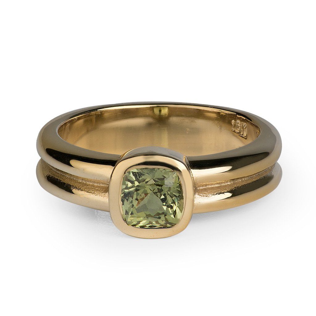 Cameron - Cushion Cut Green Sapphire Ring - Davidson JewelsUnique Colored Gemstones6.25Yellow Gold18 Karat