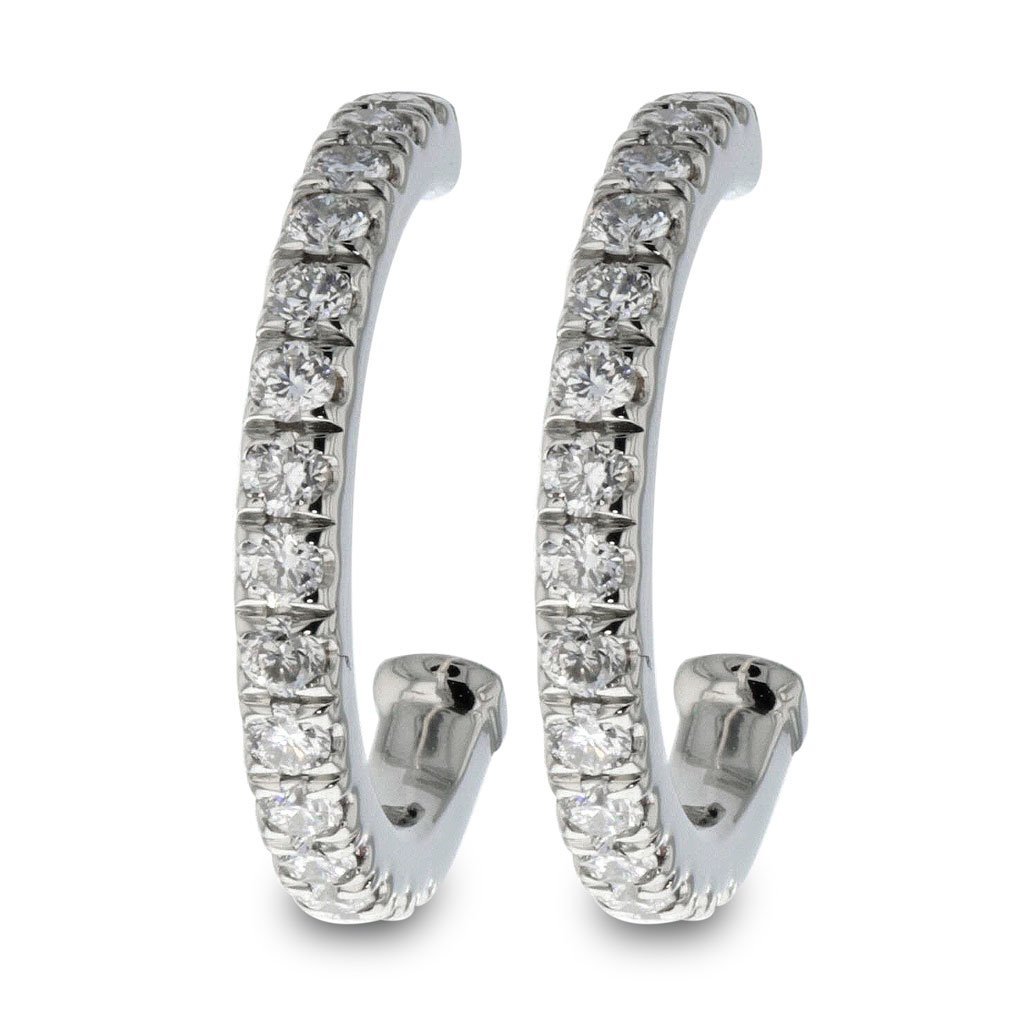 DavidsonJewels | Small 18k White Gold Diamond Hoops - Davidson JewelsEarrings