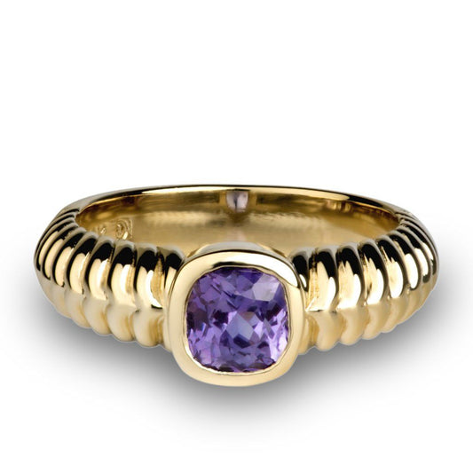 Devin - Cushion Cut Purple Sapphire Ring - Davidson JewelsUnique Colored Gemstones6.25Yellow Gold18 Karat