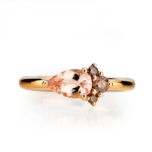 Gabriel Morganite and Champagne Diamond ring - Davidson JewelsUnique Colored Gemstones