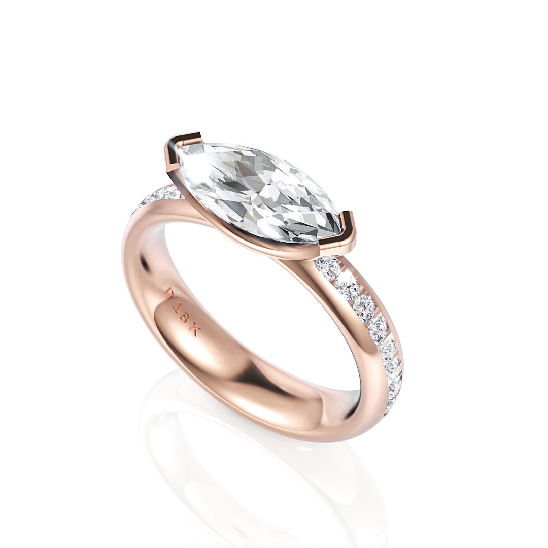 Marquise Diamond Engagement Ring Gemma - Davidson JewelsDiamond Engagement Ring18k yellowMarquise