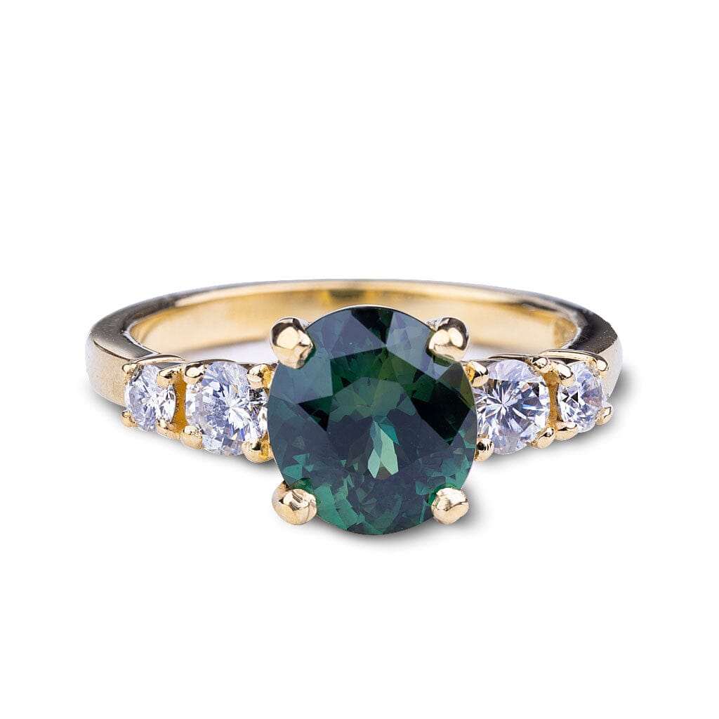 Selene - Green Sapphire Ring With Diamonds - Davidson JewelsUnique Colored Gemstones